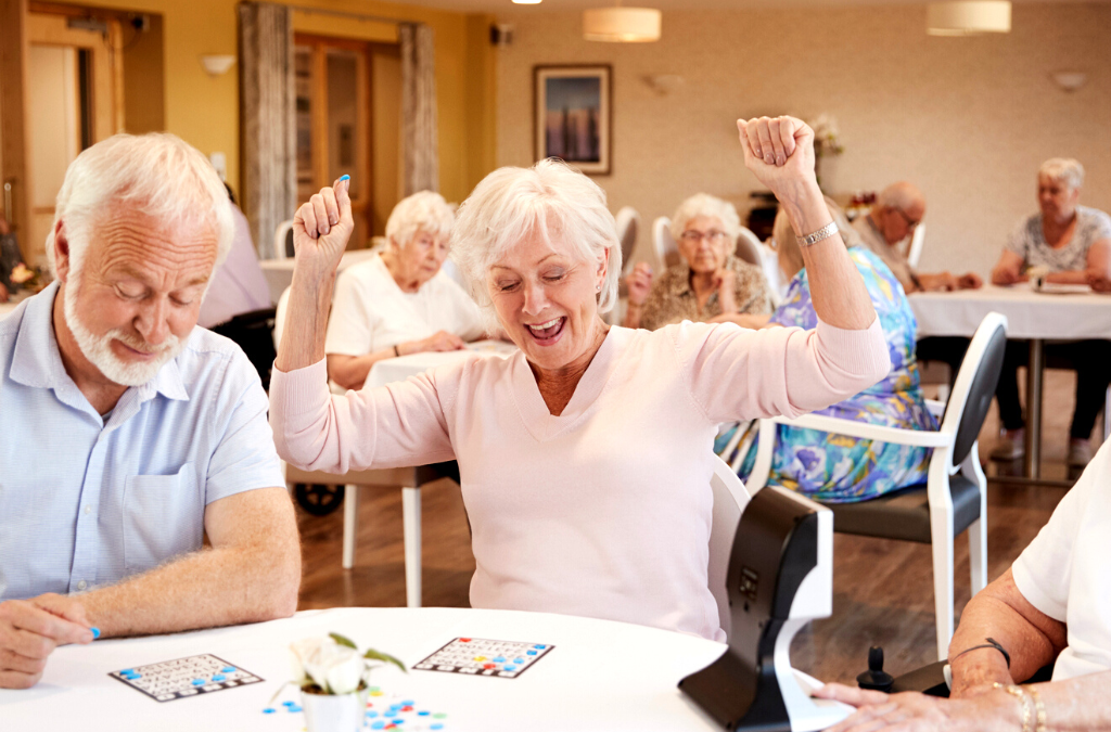seniors enjoying the beloved game of bingo